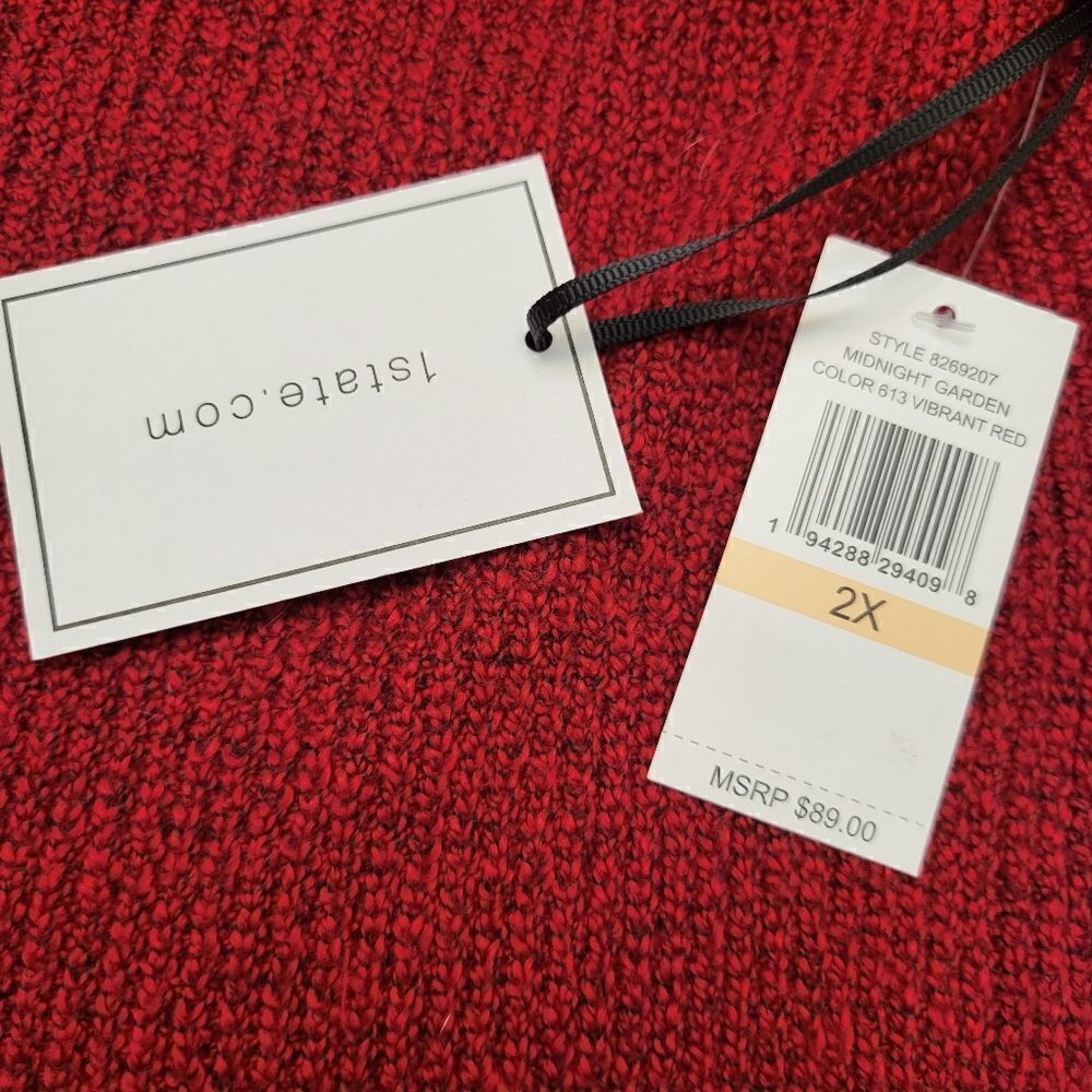 1. State Red Off the Shoulder Plus Size Sweater - Picture 6 of 8